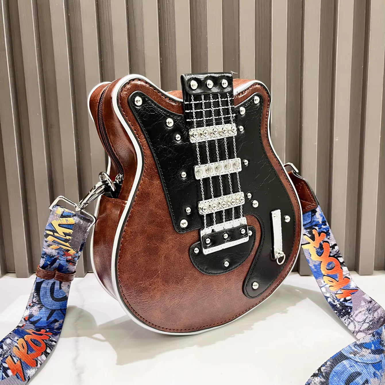 Casual Guitar Shape Handmade Crossbody Shoulder Bag Mssza