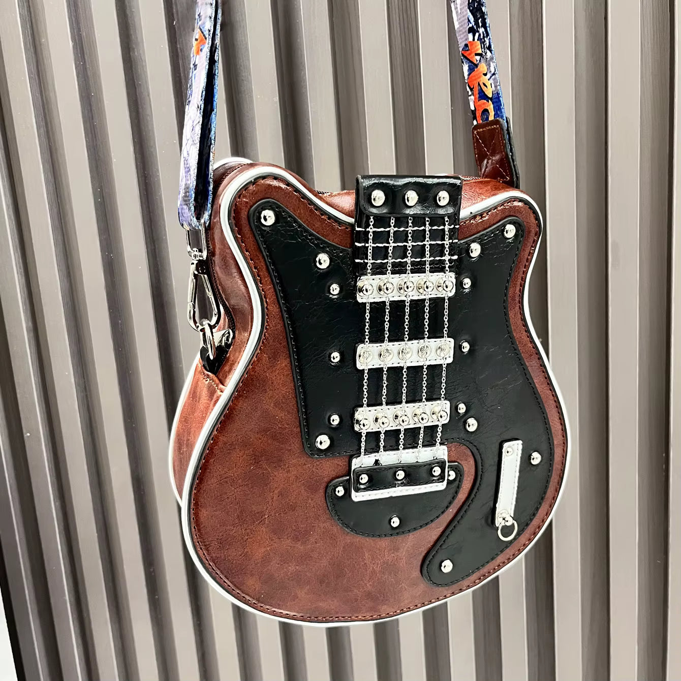 Casual Guitar Shape Handmade Crossbody Shoulder Bag Mssza