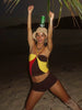 Casual Halter Contrast Colors Crop Tanks Solid Skinny Shorts Two Piece Set Mssza