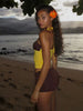 Casual Halter Contrast Colors Crop Tanks Solid Skinny Shorts Two Piece Set Mssza