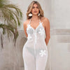 Casual Halter Lace Up Backless Beach Hollow Out Knit Jumpsuit Mssza