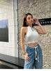 Casual Halter Off Shoulder Elastic Slim Solid Knit Sports Solid Tank Tops Mssza