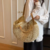 Casual Handmade Straw Holiday Beach Tote Top-Handle Retro Shoulder Bags Mssza