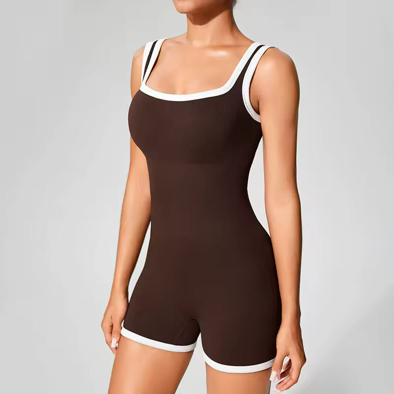 High Elastic Integrated Splice Wide Strap Yoga Jumpsuit Mssza