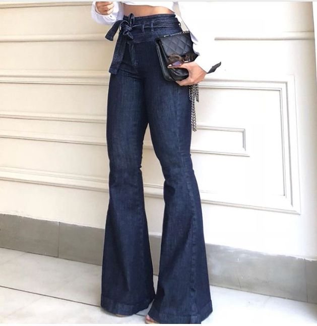 Casual High-Stretch Bell Bottom Wide Legs Flare High Waist Pants Mssza