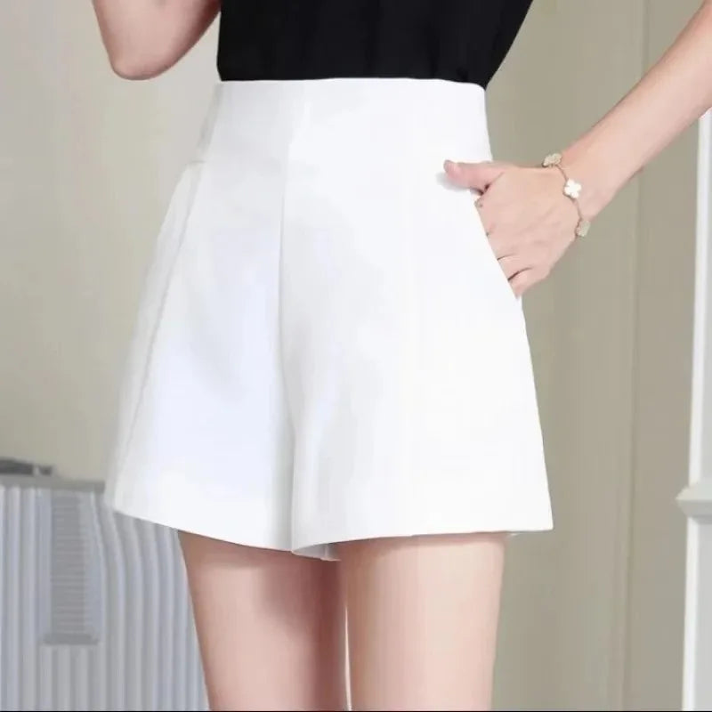 Casual High Waist A-line Wide Leg Chic Suit Shorts Mssza