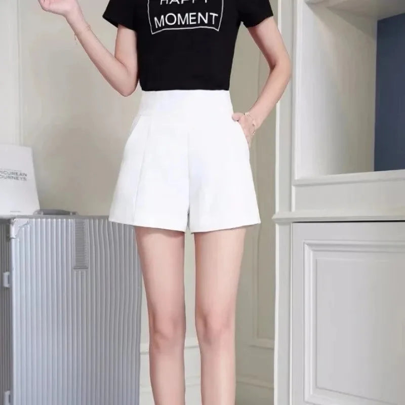 Casual High Waist A-line Wide Leg Chic Suit Shorts Mssza
