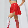 Casual High Waist Double Layer Pleated Athletic Sports Skirt Mssza