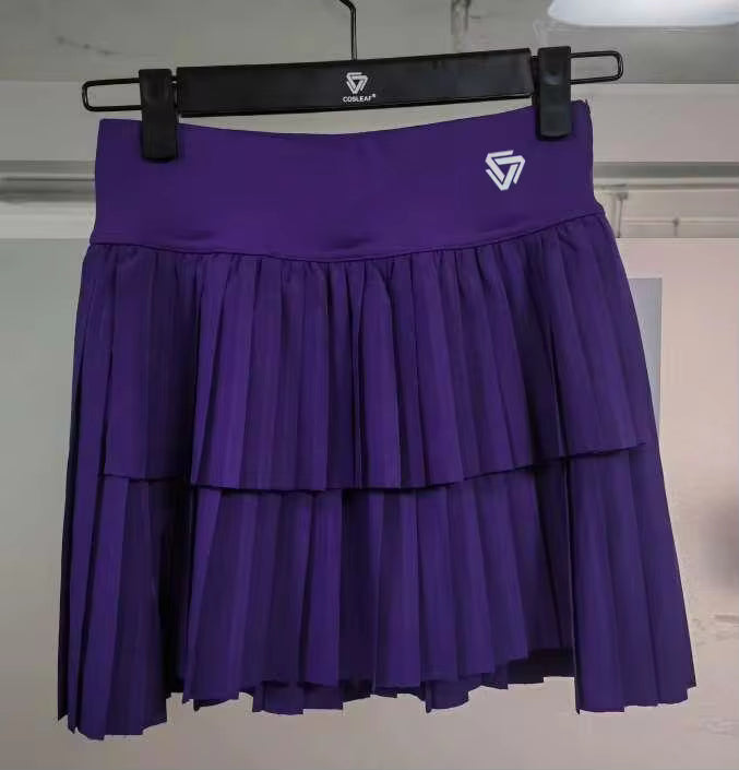 Casual High Waist Double Layer Pleated Athletic Sports Skirt Mssza