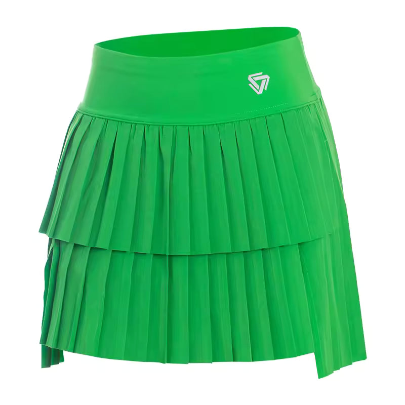 Casual High Waist Double Layer Pleated Athletic Sports Skirt Mssza