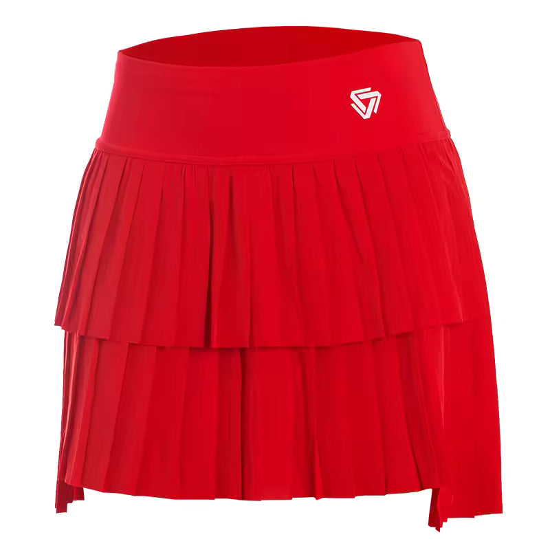 Casual High Waist Double Layer Pleated Athletic Sports Skirt Mssza