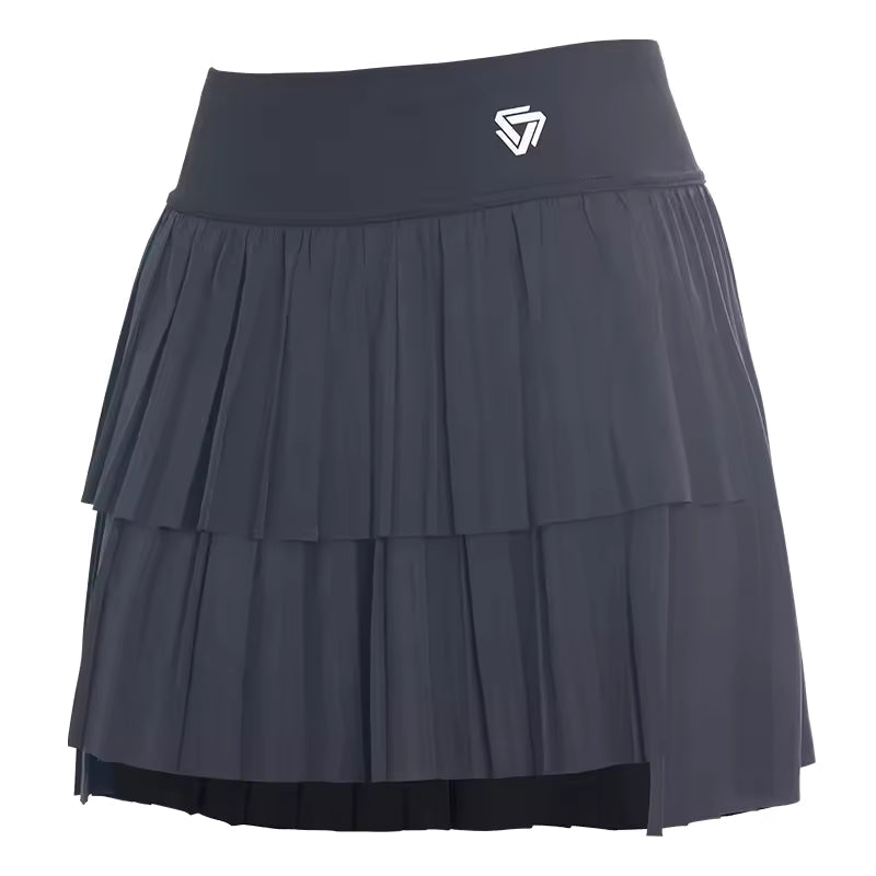 Casual High Waist Double Layer Pleated Athletic Sports Skirt Mssza