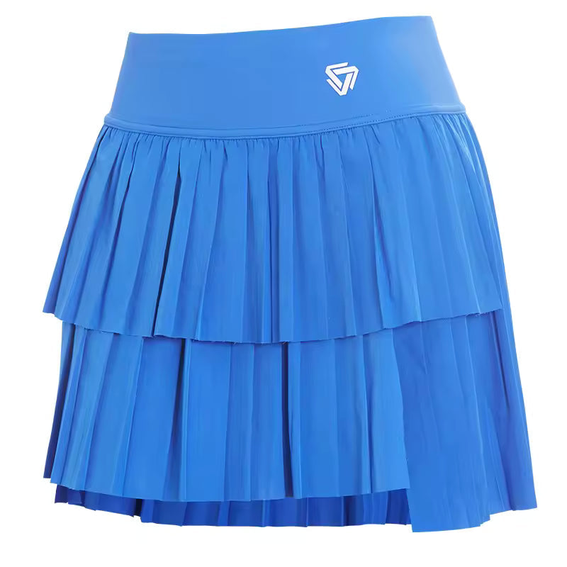 Casual High Waist Double Layer Pleated Athletic Sports Skirt Mssza