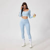 Casual High Waist Hip Raise Pants And Long-Sleeved Top Yoga Sets Mssza