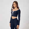 Casual High Waist Hip Raise Pants And Long-Sleeved Top Yoga Sets Mssza