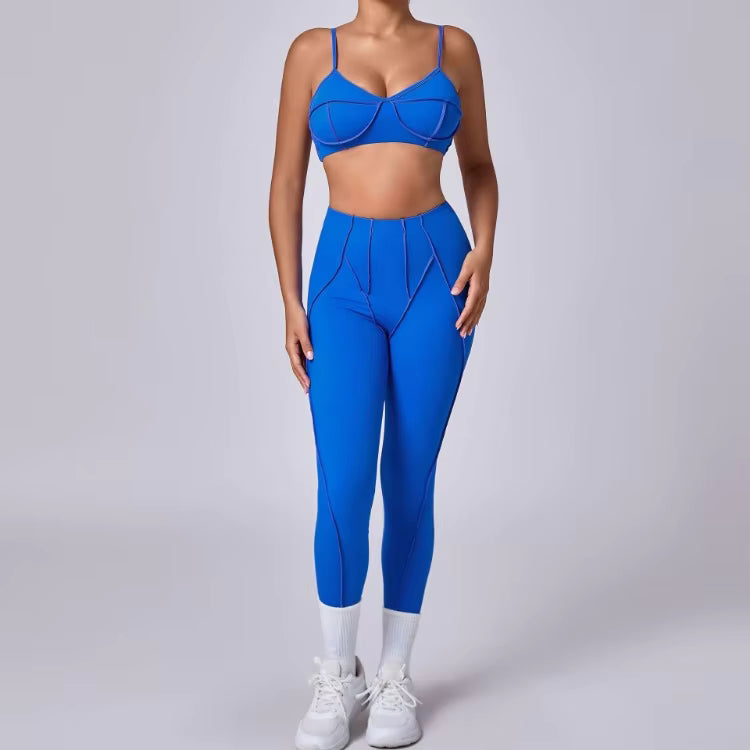 Casual High Waist Hip-lifting Trousers And Backless Bra Yoga Sets Mssza