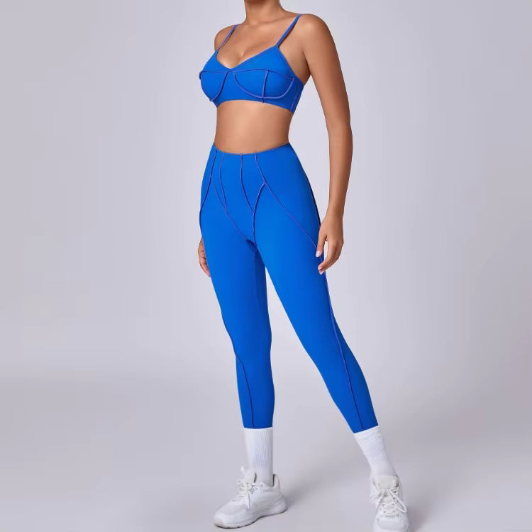 Casual High Waist Hip-lifting Trousers And Backless Bra Yoga Sets Mssza