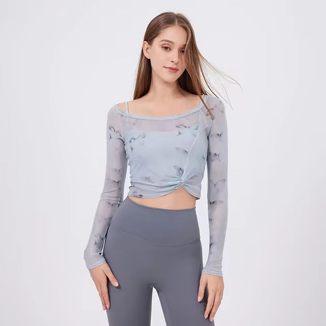Casual High Waist Leggings And Top Two Pieces Fitness Yoga Set Mssza