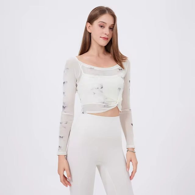 Casual High Waist Leggings And Top Two Pieces Fitness Yoga Set Mssza