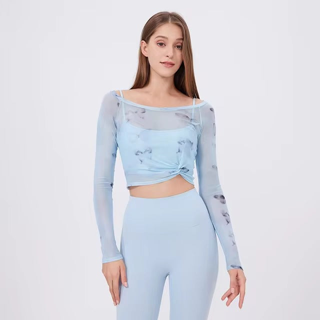 Casual High Waist Leggings And Top Two Pieces Fitness Yoga Set Mssza
