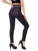 Casual High Waist Love Holes Print Black Jeggings Stretch Faux Denim Pencil Leggings Mssza