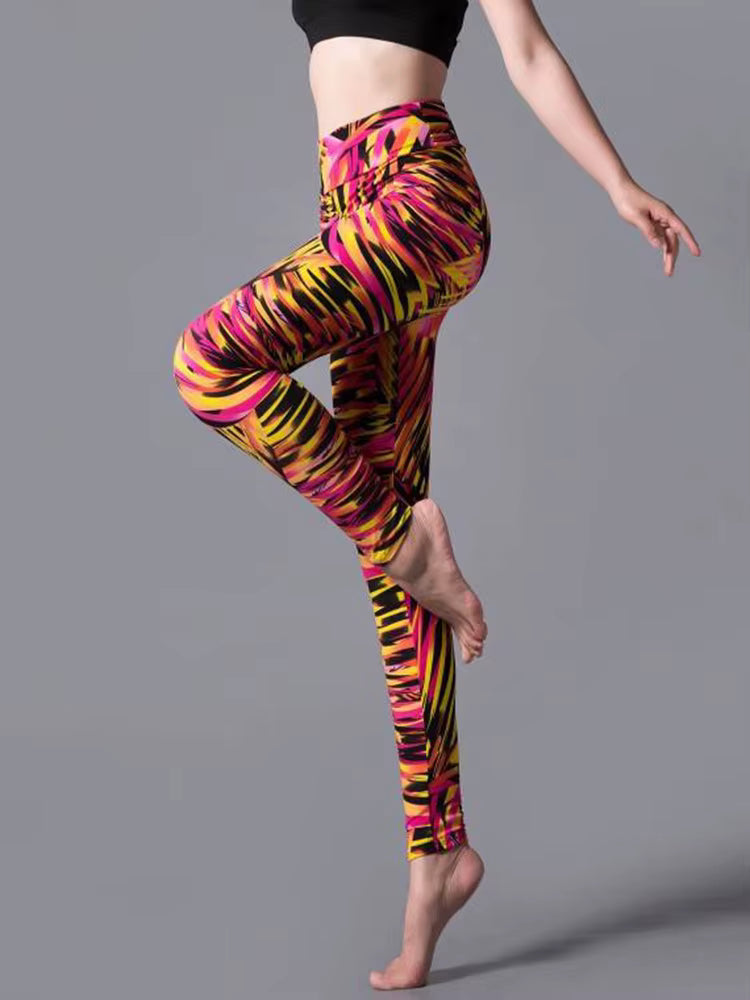 Casual High Waist Stripe Sportwear Workout Ankle-Length Leggings Mssza