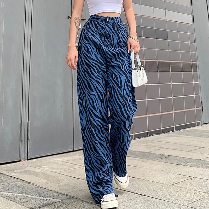 Casual High Waist Striped Denim Mom Jeans Mssza