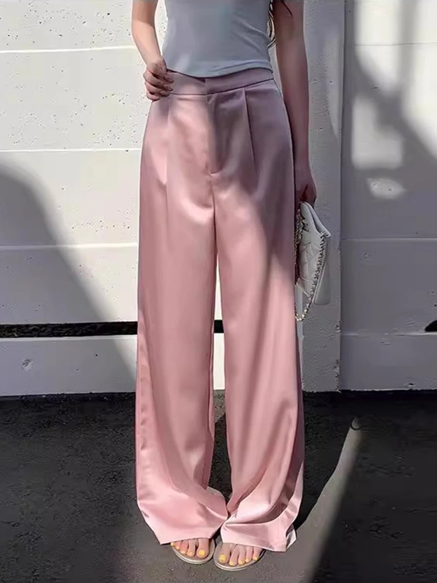 Casual High Waist Temperament Minimalist Spliced Button Pants Mssza