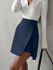 Casual High Waist Zipper Fly Split Layering High-Slit Mini Skirt Street Wear Mssza