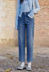 Casual High Waisted Cigarette Straight Wide Leg Slim Fit Jeans Mssza