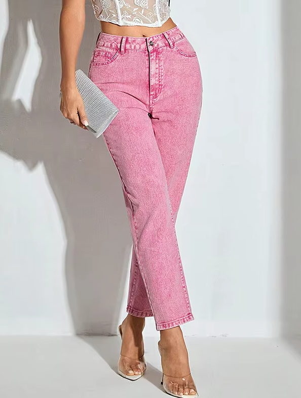 Casual High Waisted Streetwear Party Straight Office Ankle-Length Pants Mssza