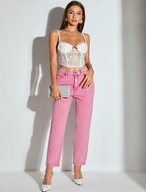 Casual High Waisted Streetwear Party Straight Office Ankle-Length Pants Mssza
