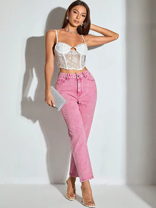 Casual High Waisted Streetwear Party Straight Office Ankle-Length Pants Mssza