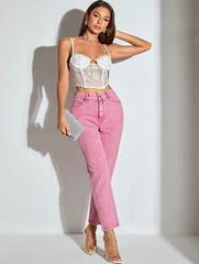 Casual High Waisted Streetwear Party Straight Office Ankle-Length Pants Mssza