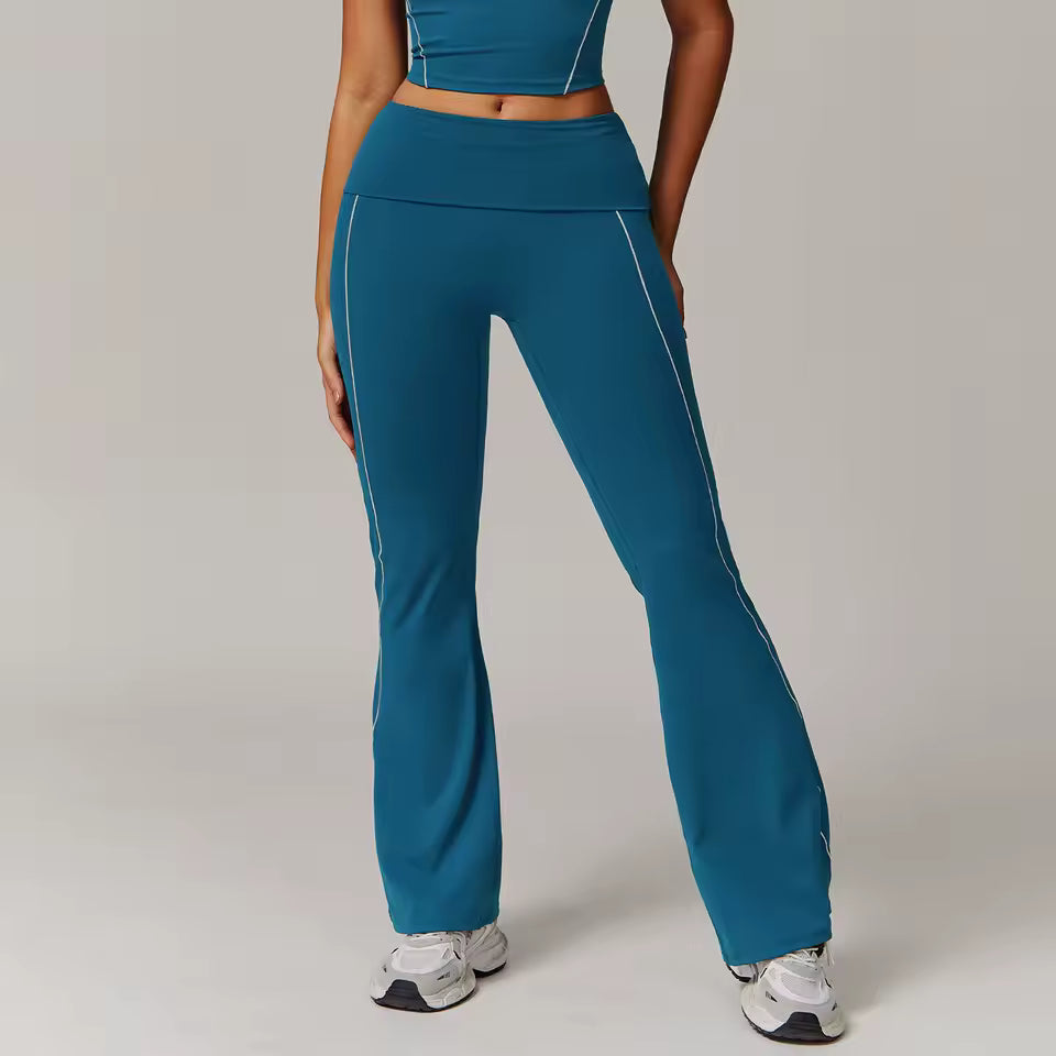 Casual High Waisted Wide Legs Slim Ming Flared Yoga Pants Mssza