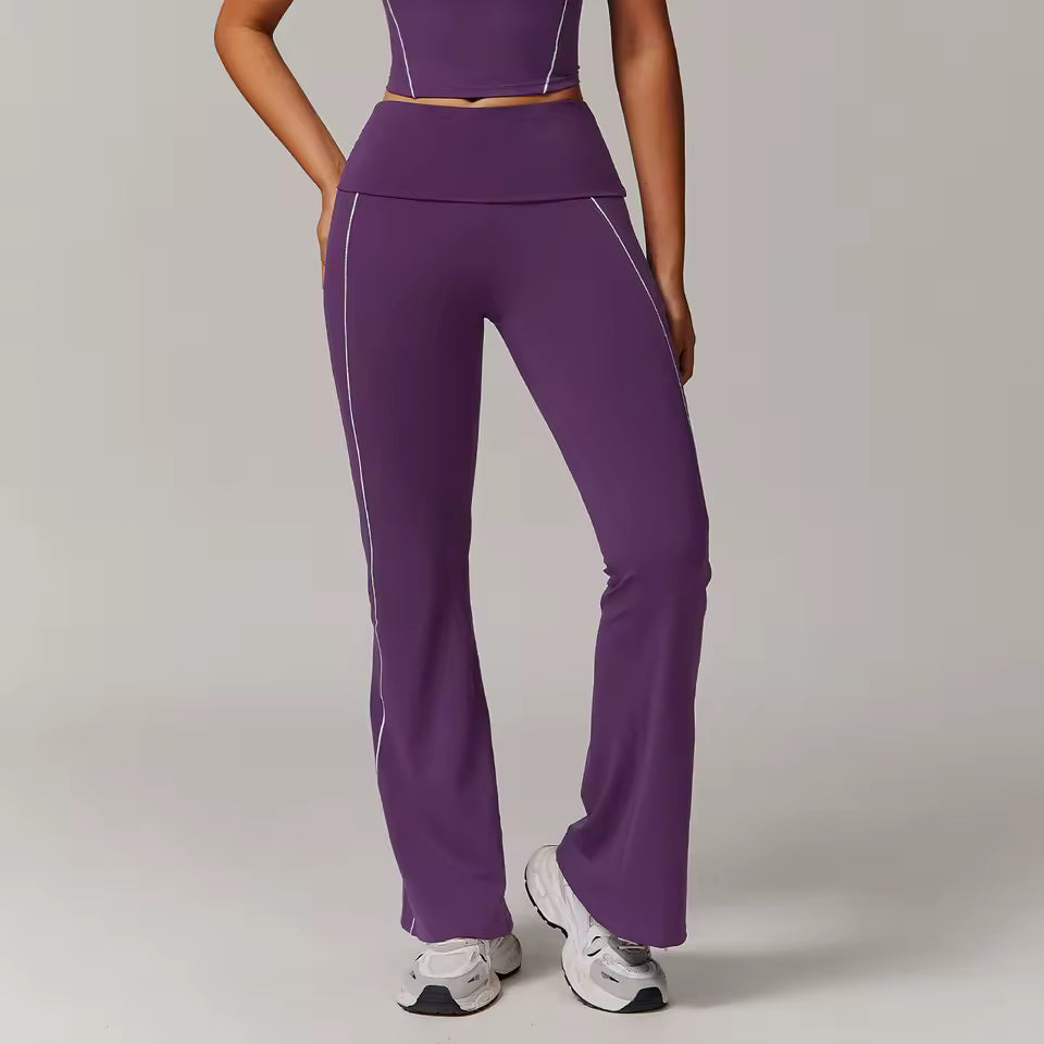 Casual High Waisted Wide Legs Slim Ming Flared Yoga Pants Mssza