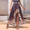 Casual High-low Irregular Floral Print Bohemian High Elastic Waist Maxi Skirt Mssza