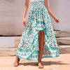 Casual High-low Irregular Floral Print Bohemian High Elastic Waist Maxi Skirt Mssza