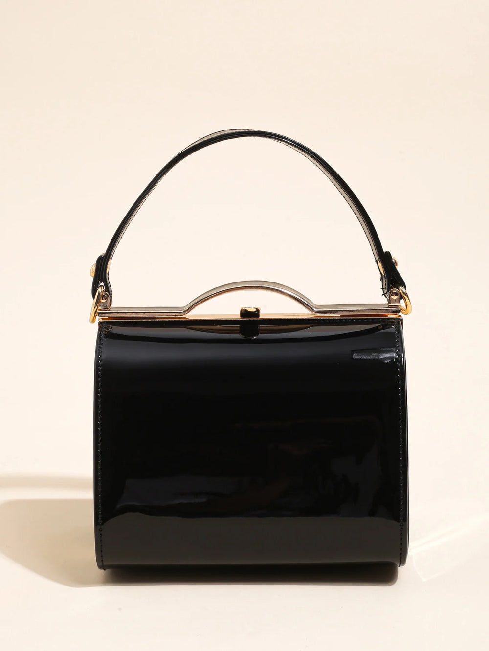 Casual Highlight Cute Simple Patent Pearlescent Leather Handheld Hard Shell Clip Dinner Bag Mssza