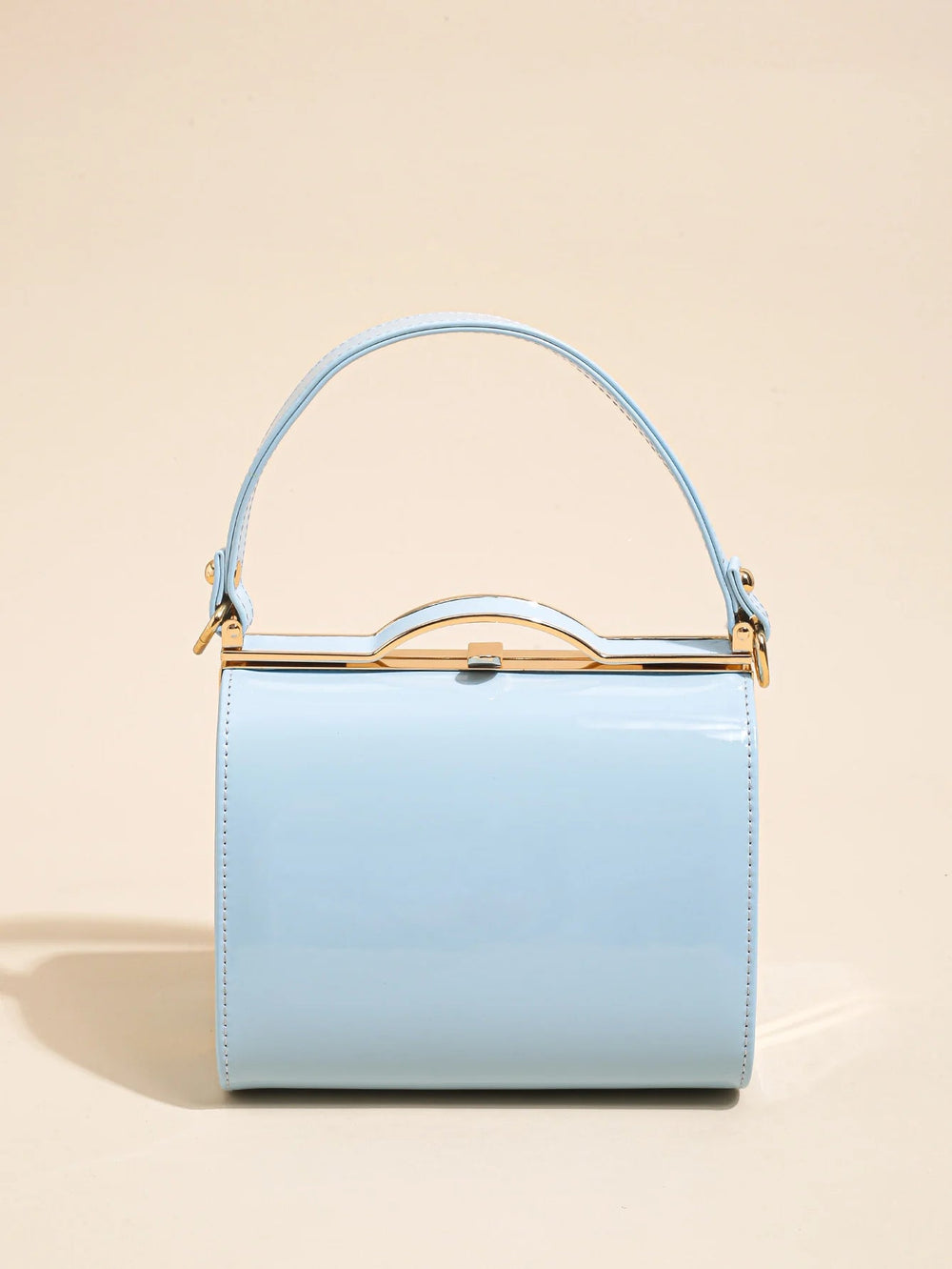 Casual Highlight Cute Simple Patent Pearlescent Leather Handheld Hard Shell Clip Dinner Bag Mssza