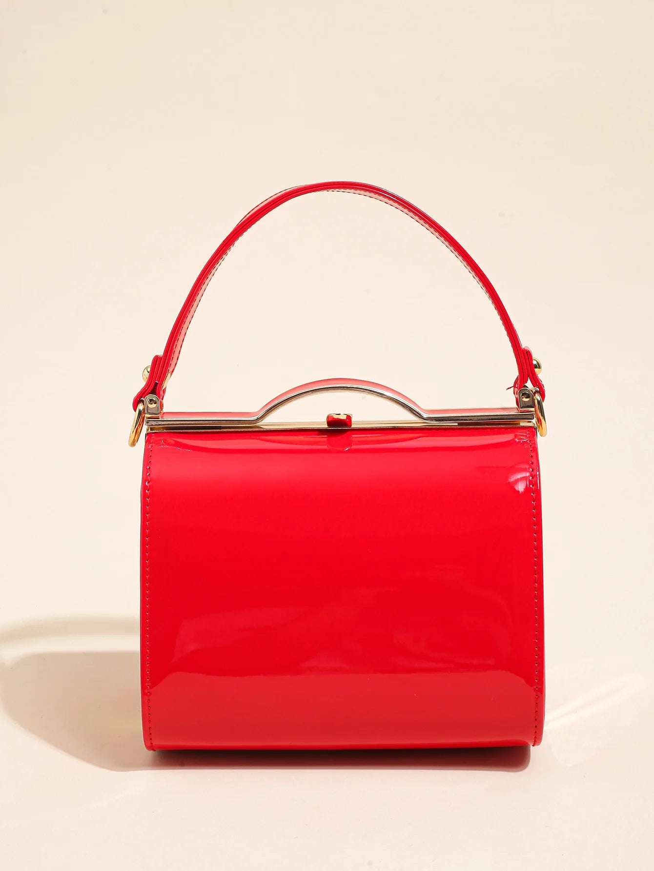 Casual Highlight Cute Simple Patent Pearlescent Leather Handheld Hard Shell Clip Dinner Bag Mssza