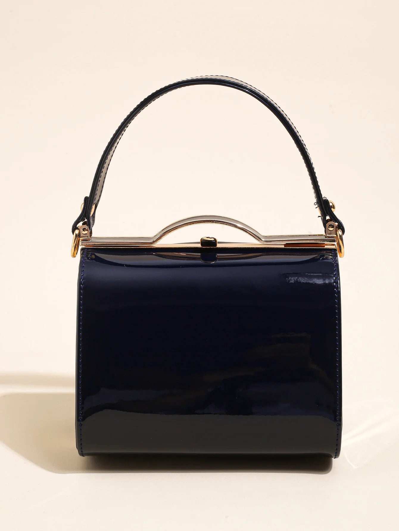 Casual Highlight Cute Simple Patent Pearlescent Leather Handheld Hard Shell Clip Dinner Bag Mssza