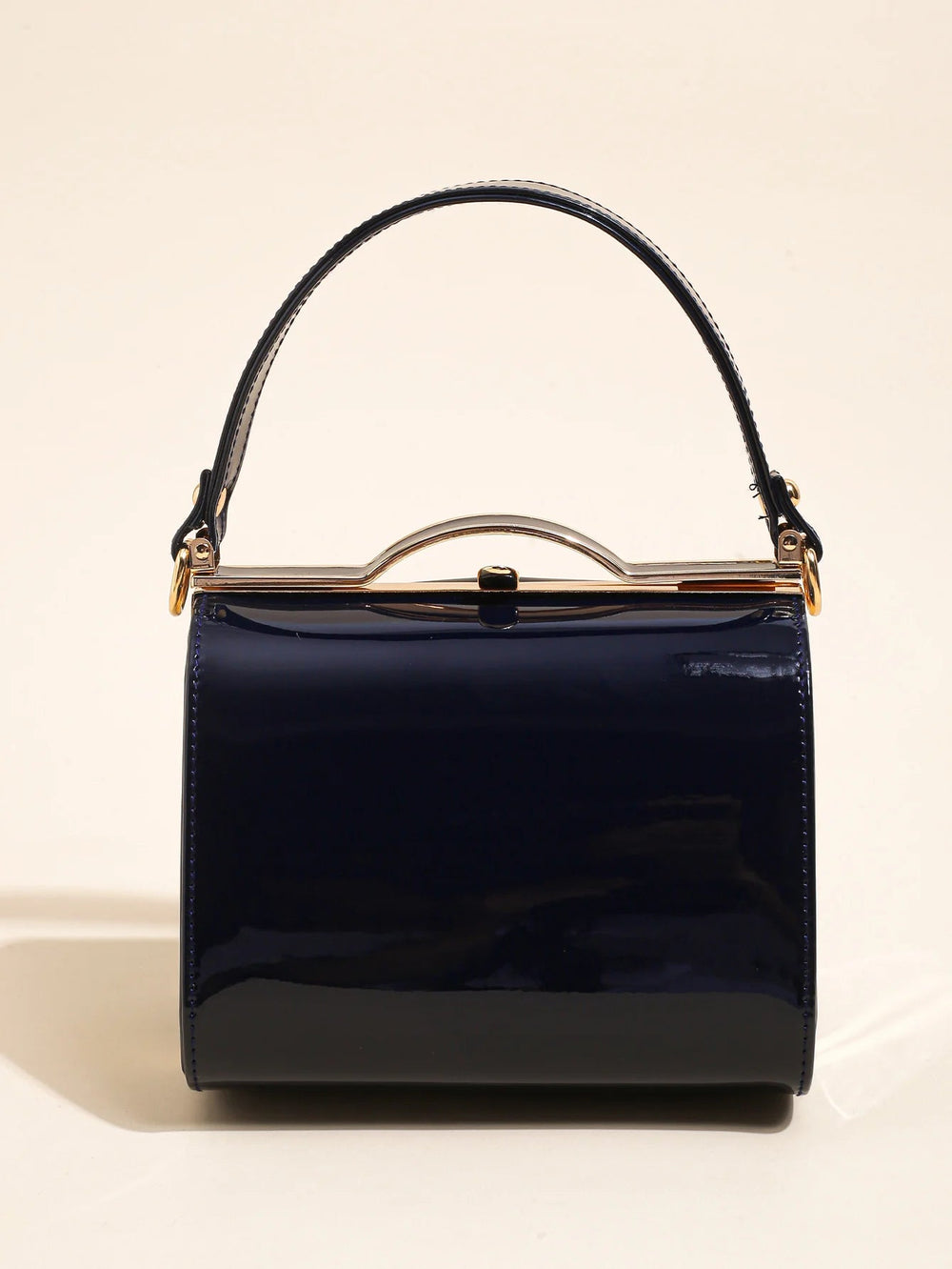 Casual Highlight Cute Simple Patent Pearlescent Leather Handheld Hard Shell Clip Dinner Bag Mssza