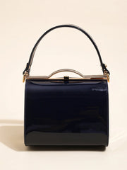 Casual Highlight Cute Simple Patent Pearlescent Leather Handheld Hard Shell Clip Dinner Bag Mssza