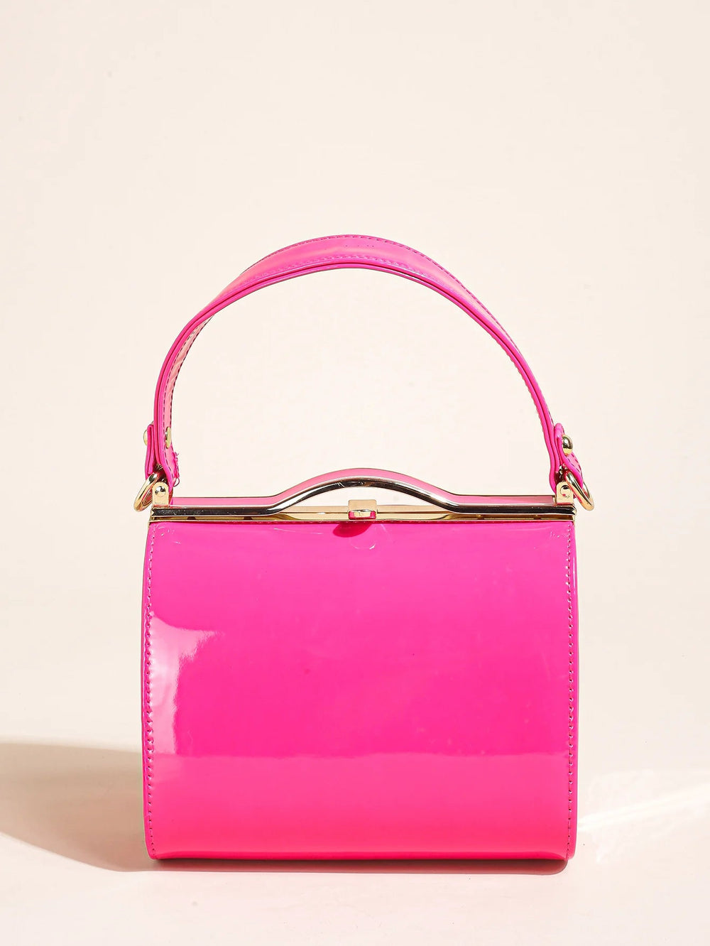 Casual Highlight Cute Simple Patent Pearlescent Leather Handheld Hard Shell Clip Dinner Bag Mssza