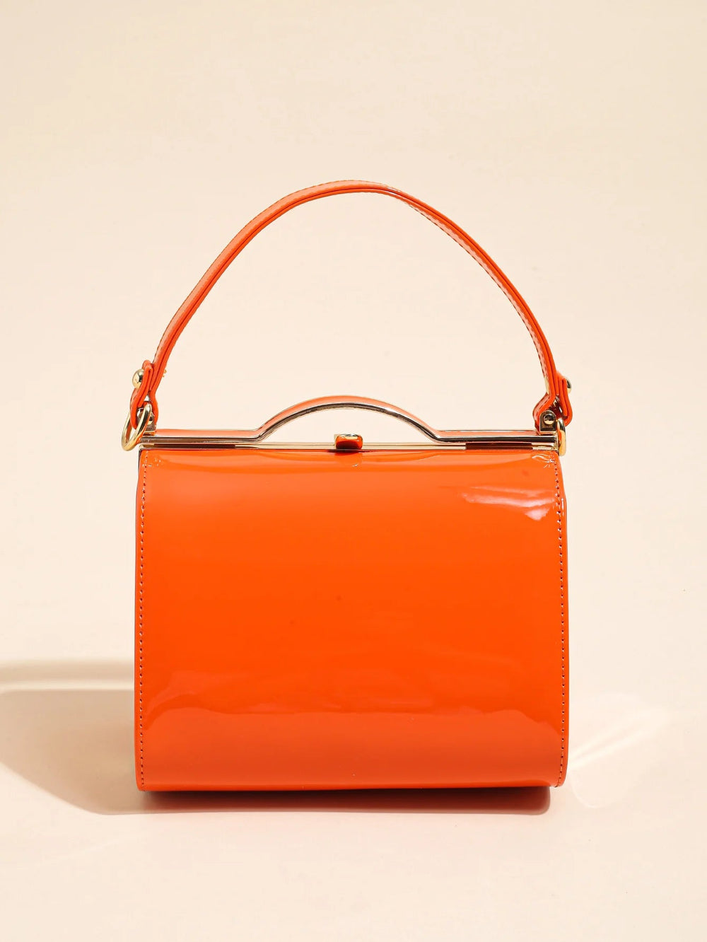 Casual Highlight Cute Simple Patent Pearlescent Leather Handheld Hard Shell Clip Dinner Bag Mssza