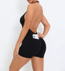 Hip-lifting Halter Pocket Tight Shorts Yoga Jumpsuits Mssza