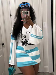 Casual Hipster Contrast Letter Print Long Sleeve V-Neck Wild Loose Comfortable T-Shirt Mssza