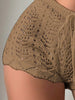 Casual Hollow Drawstring Open Waist Knitted Bikini Blocked Shorts Mssza