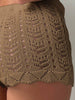 Casual Hollow Drawstring Open Waist Knitted Bikini Blocked Shorts Mssza